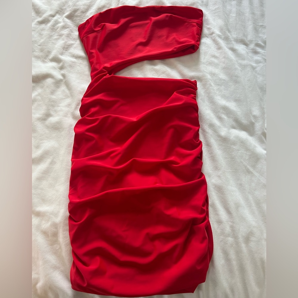 TIGER MIST RED CUTOUT MINI DRESS